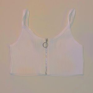 Textured Ribbed Pull-Ring Crop Top